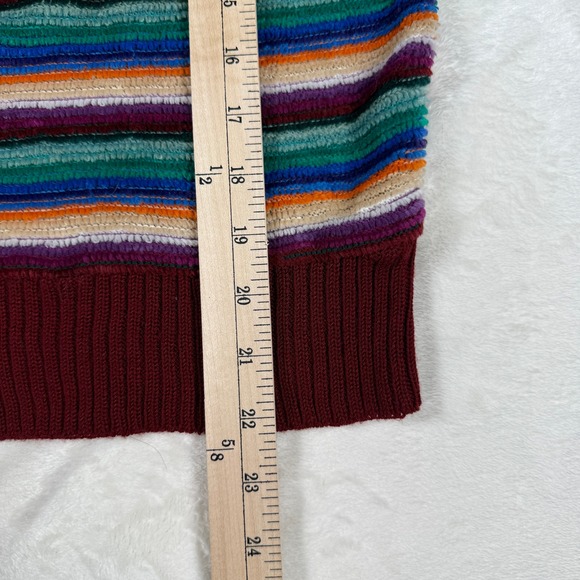 VTG 80s 90s DBS Multicolor Stripe Knit Sweater V-Neck Shawl Collar Women's Large - Picture 5 of 6